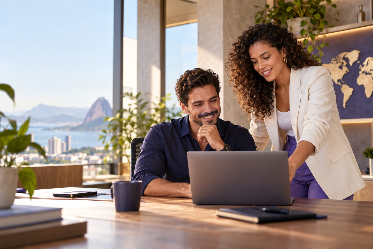 Empresários analisando oportunidades de crescimento digital
